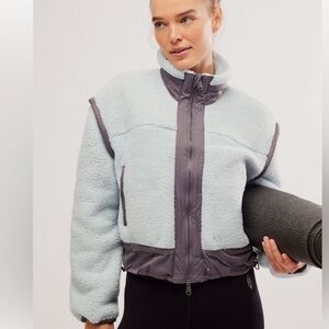 Free People Light Blue and Dark Gray Teddy Jacket